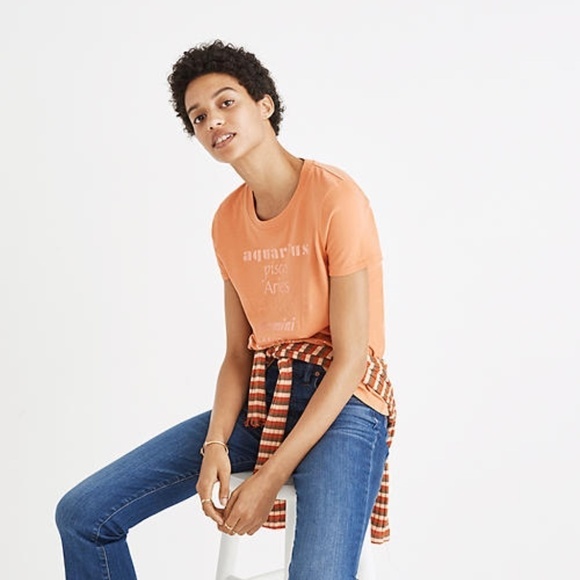 MADEWELL Rose Gold Foil Zodiac Graphic Short Sleeve T-Shirt Size M - Picture 10 of 11
